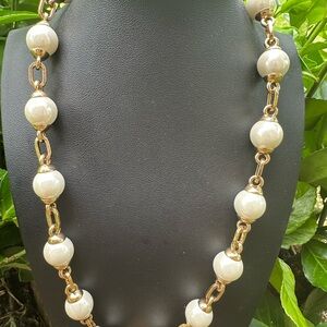 Lauren Ralph Lauren Gold and White Pearl Necklace